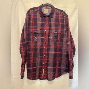 Tommy Bahama XL mens button down shirt plaid red and blue pockets